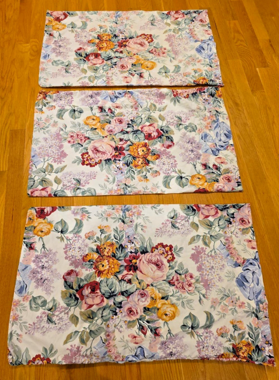 Ralph Lauren Allison Floral Pillowcases Lot 3 Vtg Standard USA Cottagecore Rose